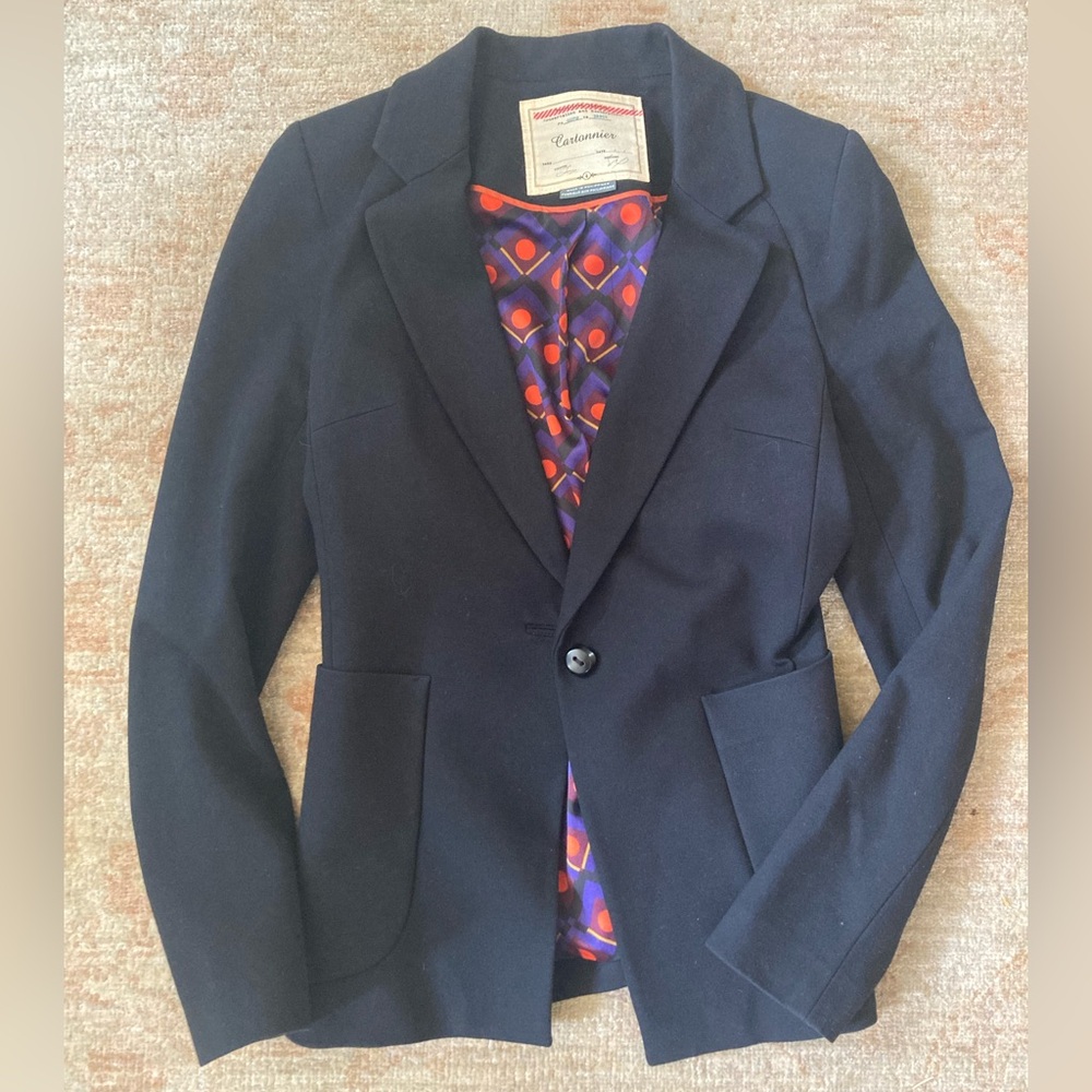 Cartonnier Anthropologie Single Button Blazer Women's Black Rayon Blend